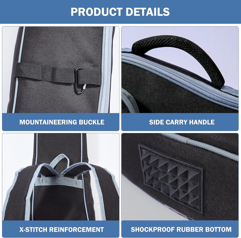 PPOPPO 39/40 Inch Electric Guitar Gig Bag & Soft Case with Neck Strap,7mm Thick Padding+Waterproof Nylon Exterior,Backpack Style Guitar Bag with Dual Adjustable Shoulder Straps&Padded Side Handle,Grey - Image 4